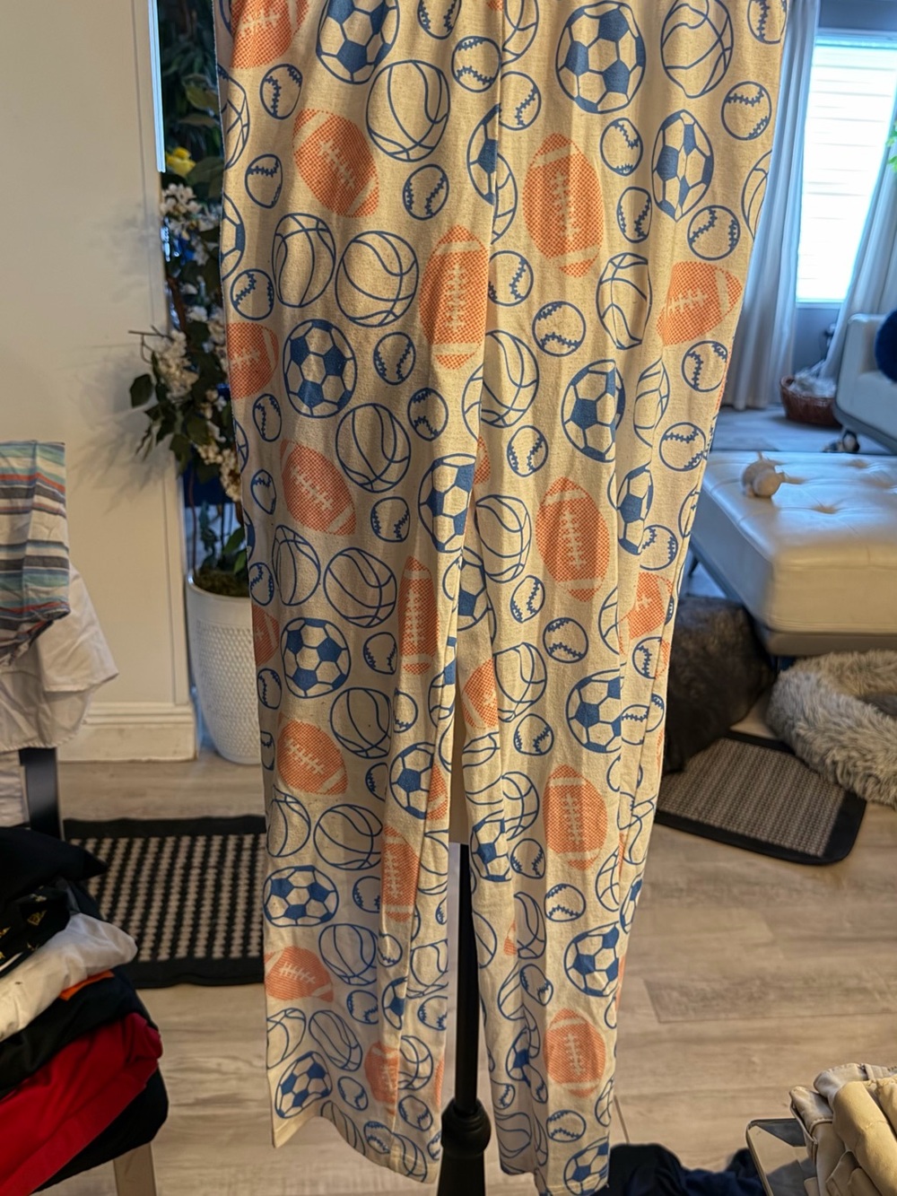 Kids Sports Print Pajama Pants - Blue & Orange